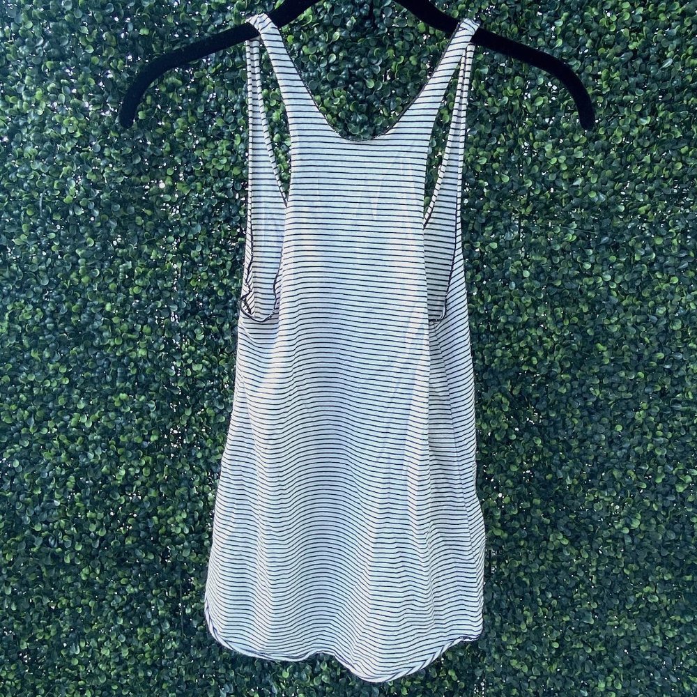 Women's Black & White Striped Racerback Tank Top